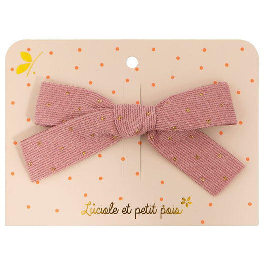 Barrette à cheveux nœud princesse en ruban rose pour les petites filles - Pince crocodile 6 cm | Luciole et petit pois