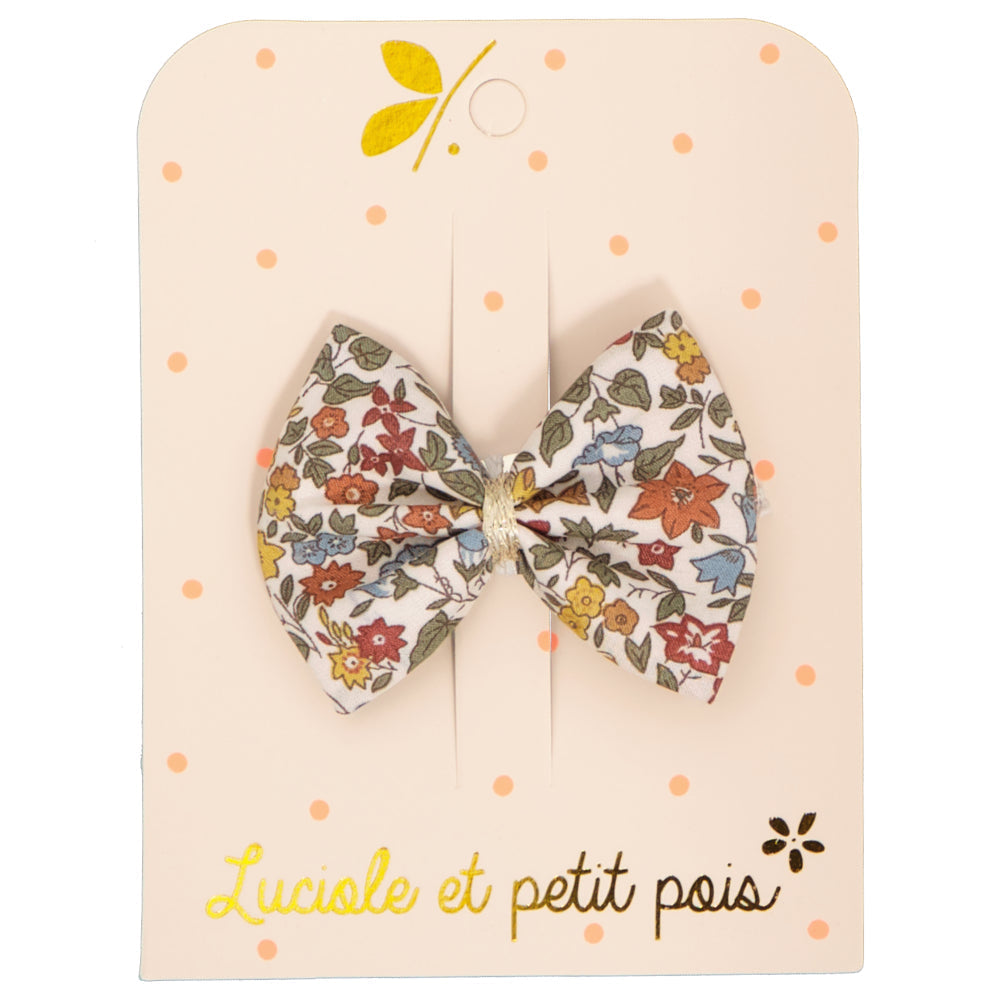 Barrette à cheveux en forme de nœud papillon - Liberty of London Ava Autumn - Pince clic clac 5 cm | Luciole et petit pois