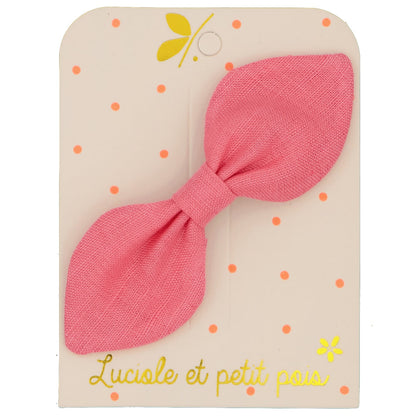 Barrette cheveux enfant nœud lapin - Rose bonbon - Pince crocodile 5 cm | Luciole et petit pois