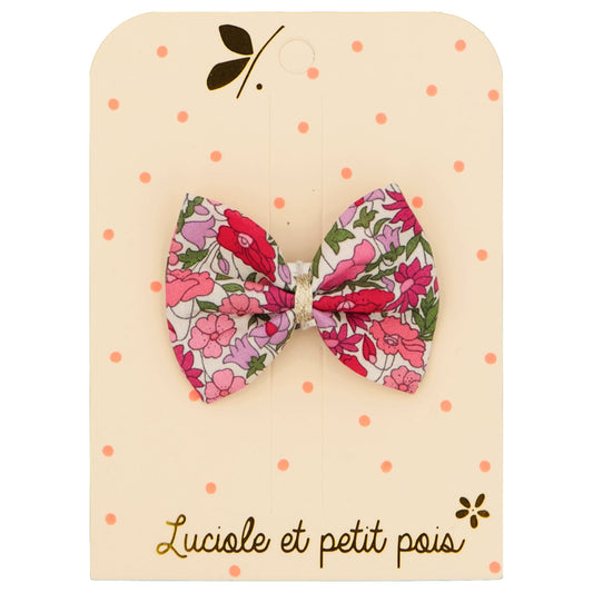 Barrette nœud ruban - Liberty Crimson pink | Luciole et petit pois