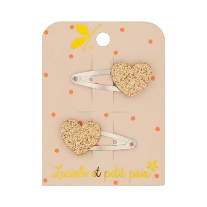 Barrettes mini cœurs or (paire) | Luciole et petit pois