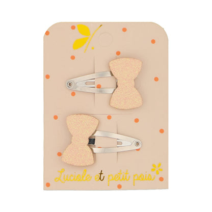 Barrettes mini nœuds roses (paire) | Luciole et petit pois