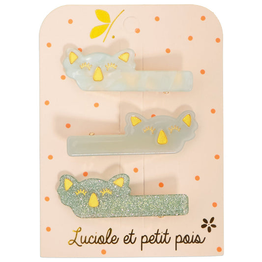 Trio de pinces à cheveux en forme de koala - Nacre, uni & glitter, pinces crocodile de 4,5 cm | Luciole et petit pois