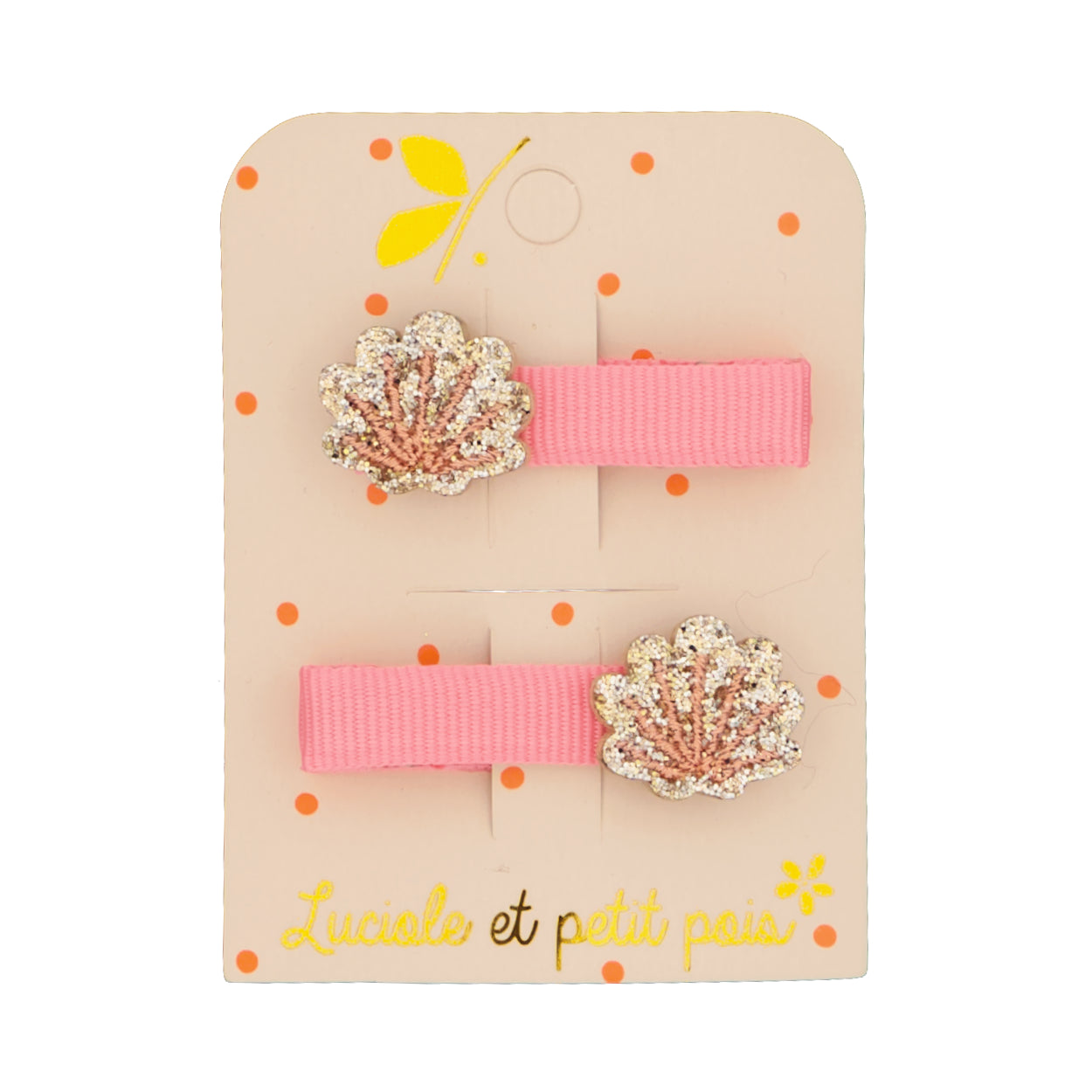 Barrette cheveuxs mini coquillages dorés (paire) | Luciole et petit pois