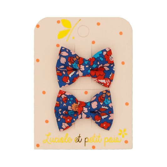 Barrettes mini papillon - Liberty Betsy Ann écarlate (paire) | Luciole et petit pois