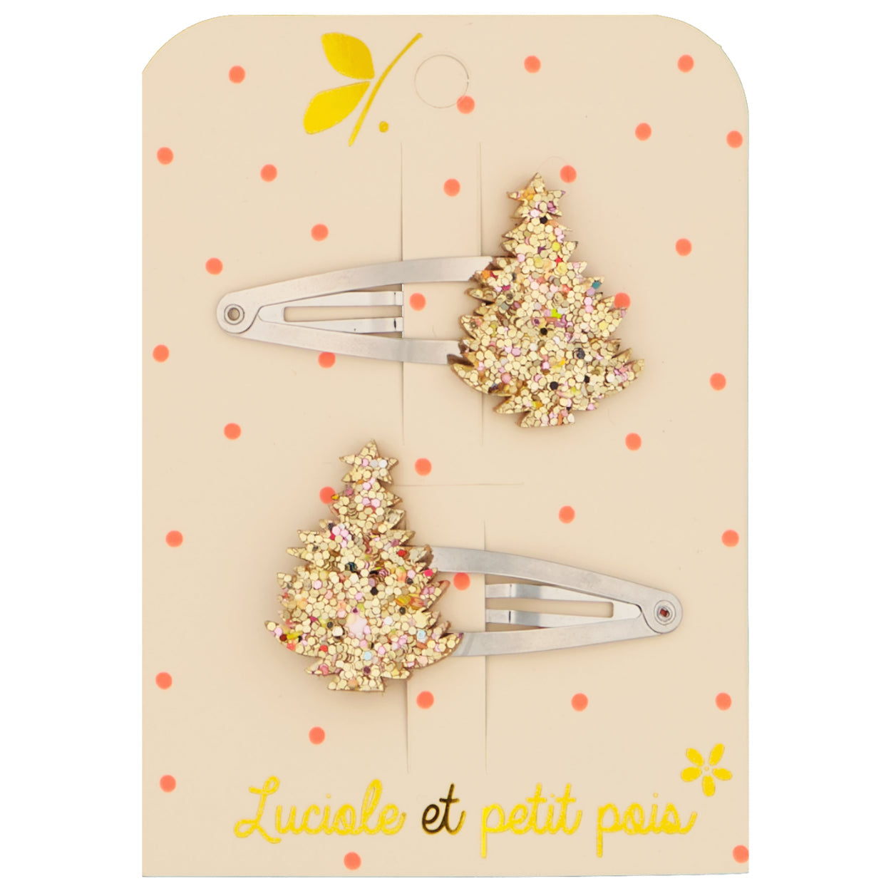 Barrettes sapins dorés (paire) | Luciole et petit pois