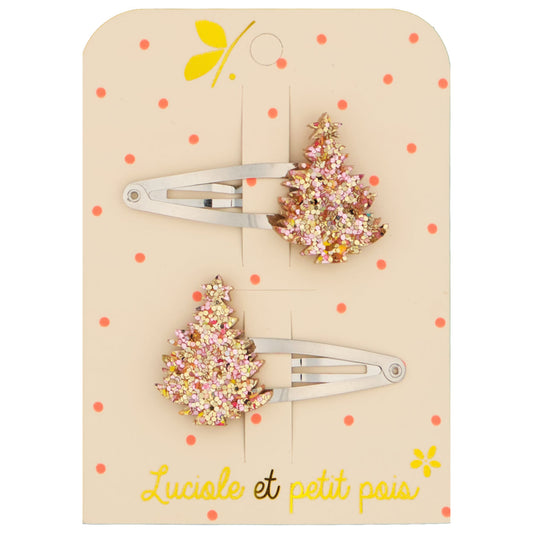 Barrettes sapins roses (paire) | Luciole et petit pois