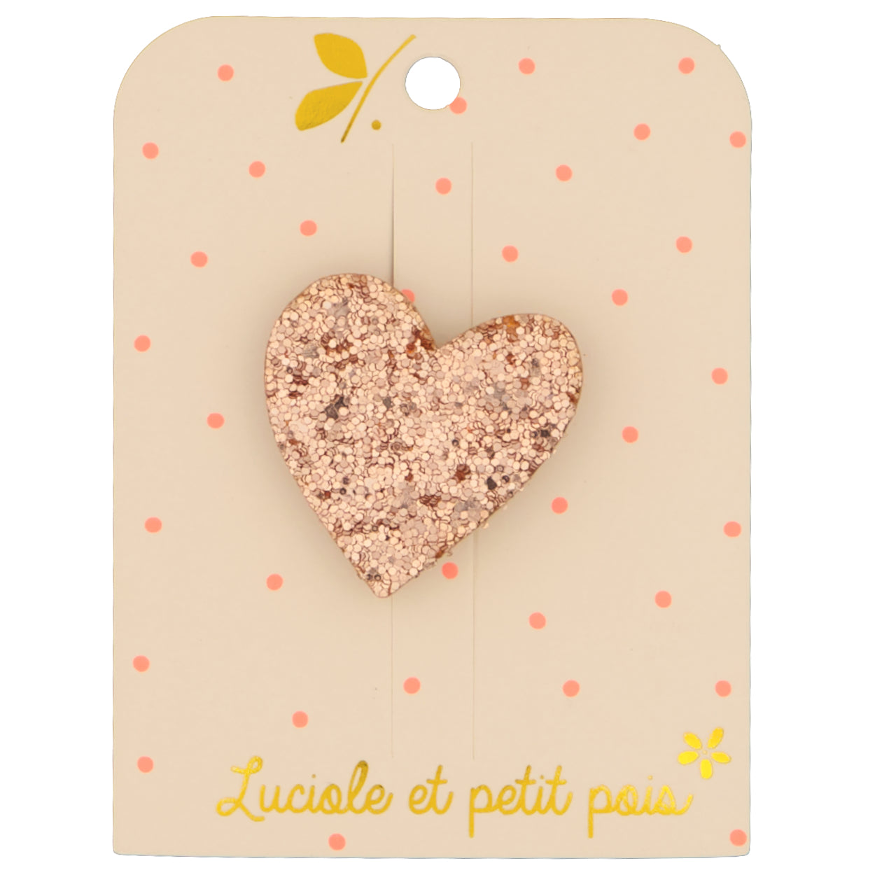 Broche cœur rose (gros grain) | Luciole et petit pois