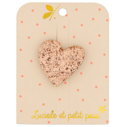 Broche cœur rose (gros grain) | Luciole et petit pois