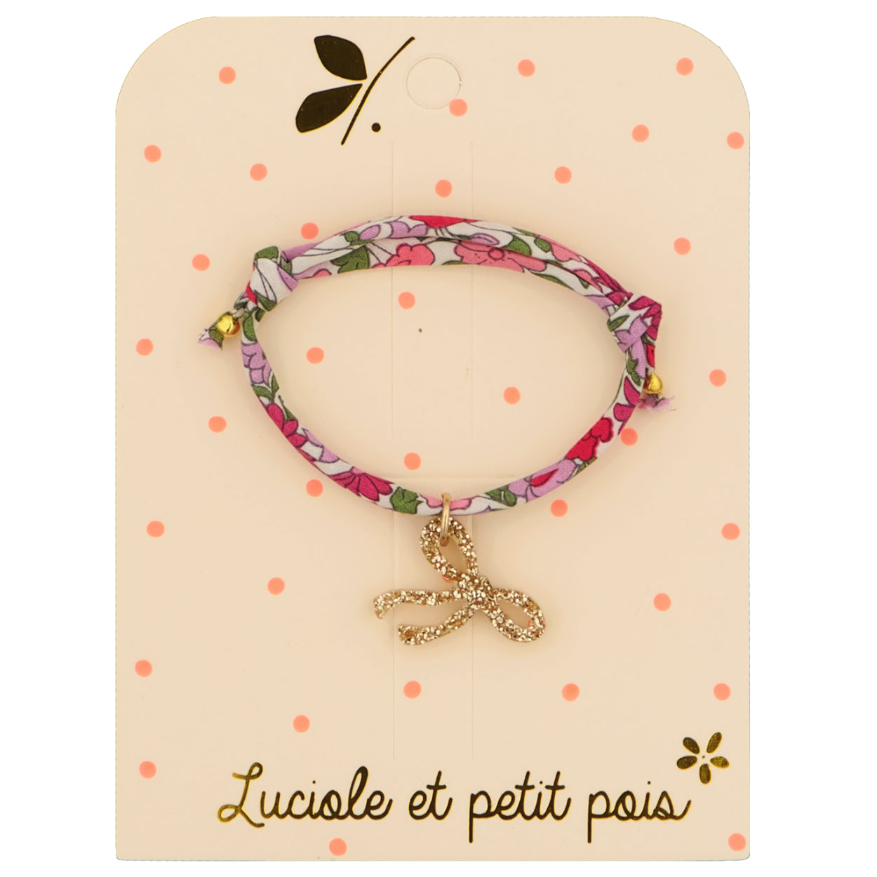 Bracelet Liberty Crimson Pink (nœud doré) | Luciole et petit pois