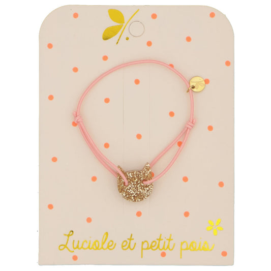 Bracelet cordon élastique - Rose (chat) | Luciole et petit pois