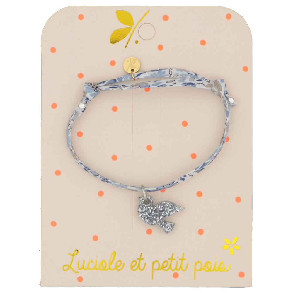 Bracelet Liberty - Hannah rose bleu (colombe argent) | Luciole et petit pois