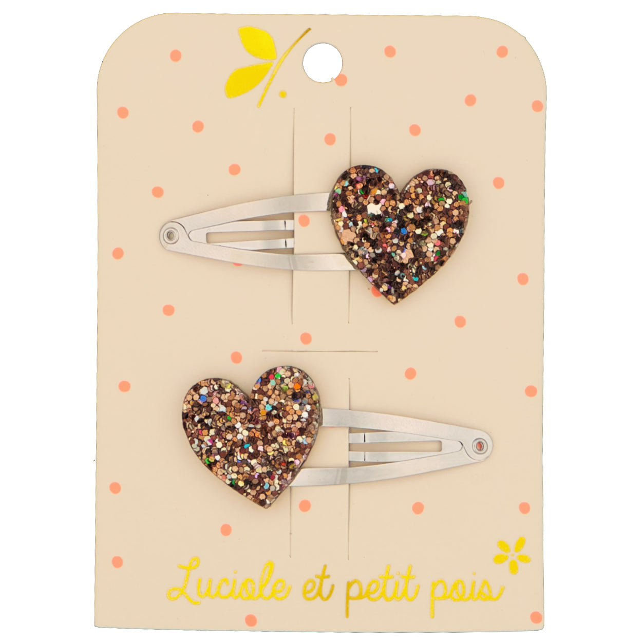 Barrette cheveuxs cœurs - Bronze (gros grains paire) | Luciole et petit pois