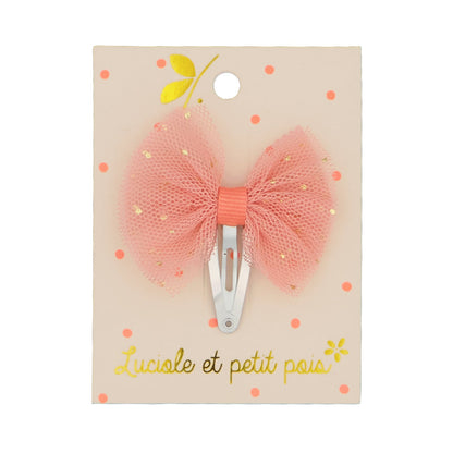 Barrette cheveux bébé tutu - Pêche - Pince clic clac 3 cm | Luciole et petit pois