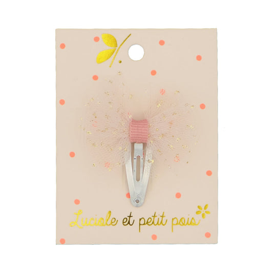 Barrette cheveux bébé tutu - Rose - Pince clic clac 3 cm | Luciole et petit pois