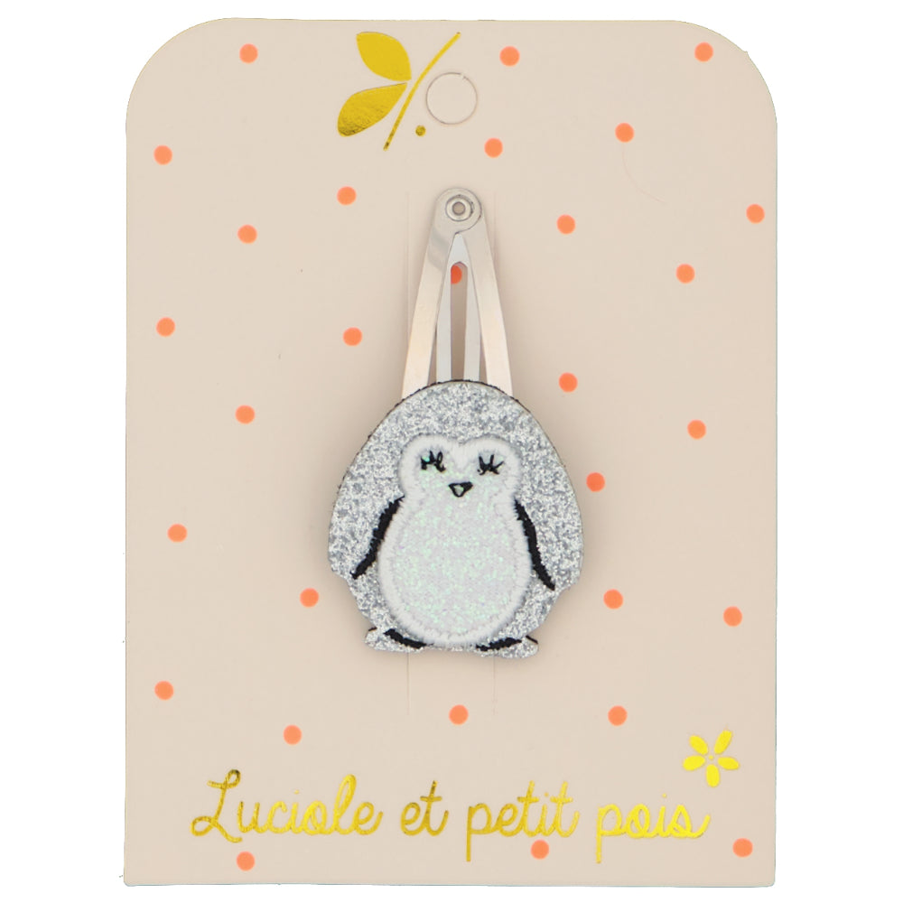 Accessoire coiffure - Barrette pingouin - Pince clic clac 5 cm | Luciole et petit pois