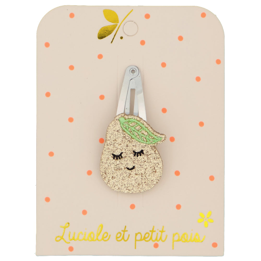 Accessoire coiffure - Barrette cheveux poire - Pince clic clac 5 cm | Luciole et petit pois