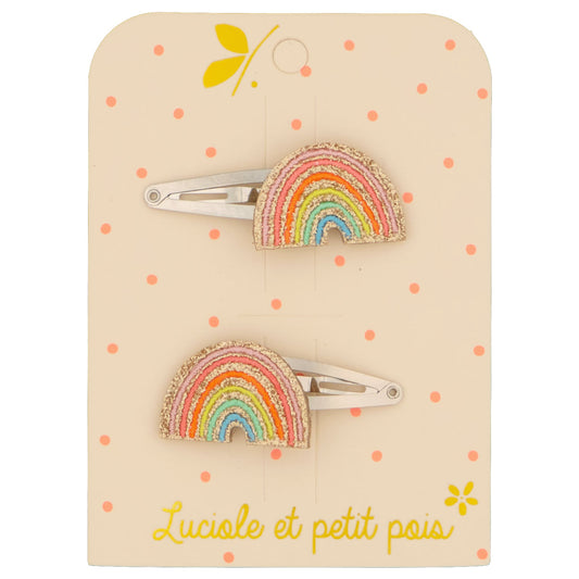 Barrette cheveuxs arc-en-ciel multicolore (paire) | Luciole et petit pois