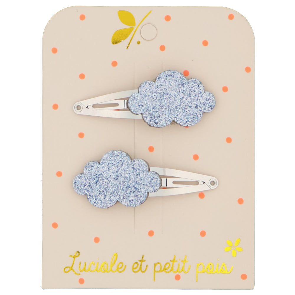 Accessoire coiffure - Barrettes nuages ciel - Pinces clic clac 4 cm | Luciole et petit pois