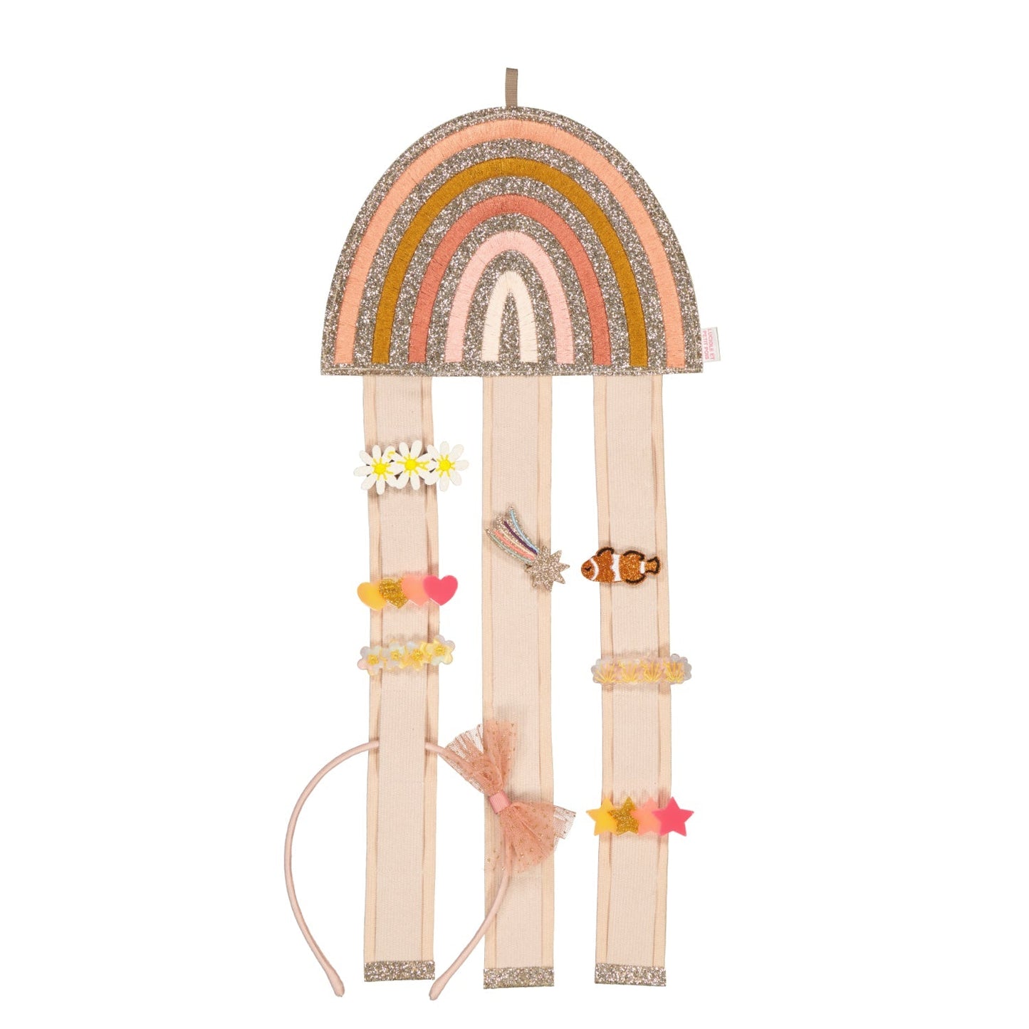 Porte barrettes mural - Arc-en-ciel rose | Luciole et petit pois