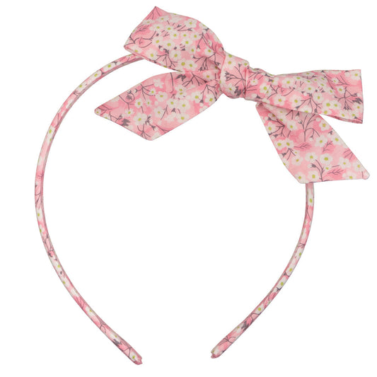 Serre-tête avec un noeud amovible en tissu Liberty of London rose - Largeur 1,2 cm, à partir de 4 ans | Luciole et petit pois